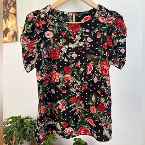 Mandy Evans Floral Print Puff Sleeve Blouse
